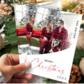 Prettig Kerstmis Eén Foto Script Klassiek Modern Feestdagenkaart