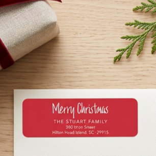 Prettig Kerstmis Eenvoudig Modern Minimaal Rood Re Etiket