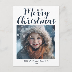 Prettig Kerstmis Eenvoudige Foto Moderne Wit Feestdagenkaart