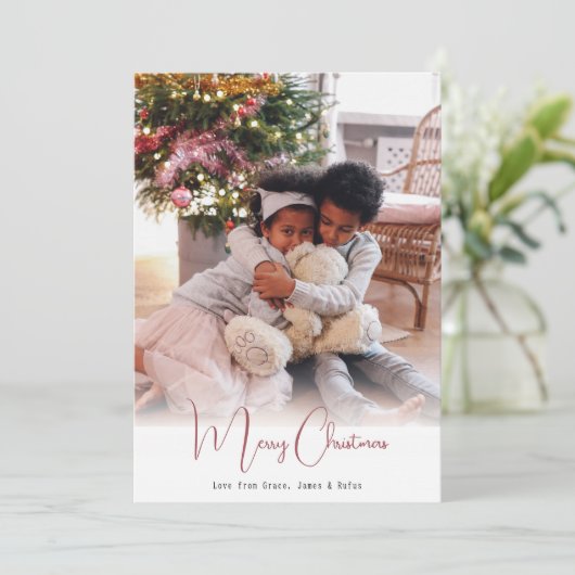 Prettig Kerstmis Eenvoudige Moderne Fotokaart Feestdagenkaart (Staand voorkant)