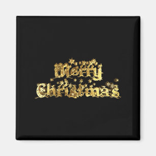 Prettig Kerstmis Elegant Gouden Sterren Tygrafie Magneet