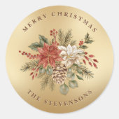 Prettig Kerstmis Elegant Nepgoud Ronde Sticker (Voorkant)
