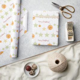 Prettig Kerstmis Elegant Patroon Sinaasappels en S Cadeaupapier