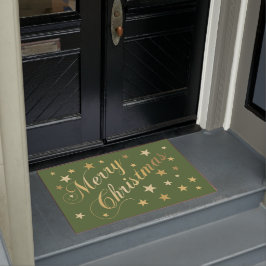 Prettig Kerstmis Elegant Schrift Goud Sterren Groe Deurmat