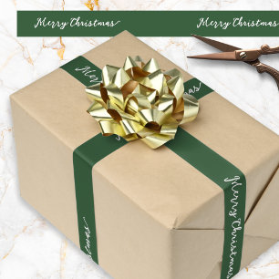 Prettig Kerstmis Elegant Schrift Groen Festief Satijnen Lint