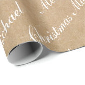 Prettig Kerstmis Elegante Script Tekst Kraft Stijl Cadeaupapier (Rol Hoek)