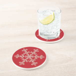 Prettig Kerstmis Elegante Sneeuwvlok Vakantie Wint Zandsteen Onderzetter