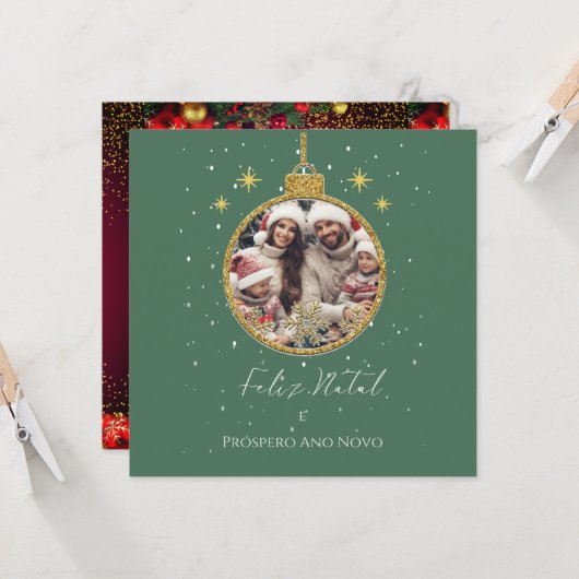 Prettig Kerstmis en een voorspoedig nieuwjaar Kaart (Voorkant / Achterkant in situ)