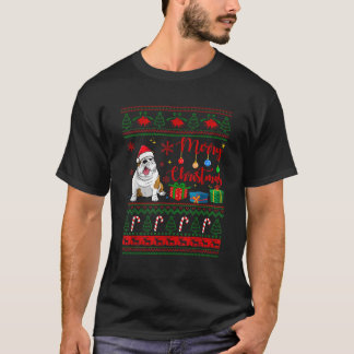 Prettig Kerstmis Engelse Bulldog Horrortrui Kerstm T-shirt