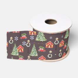 Prettig Kerstmis Esthetisch Patroon- Feestelijke F Grosgrain Lint