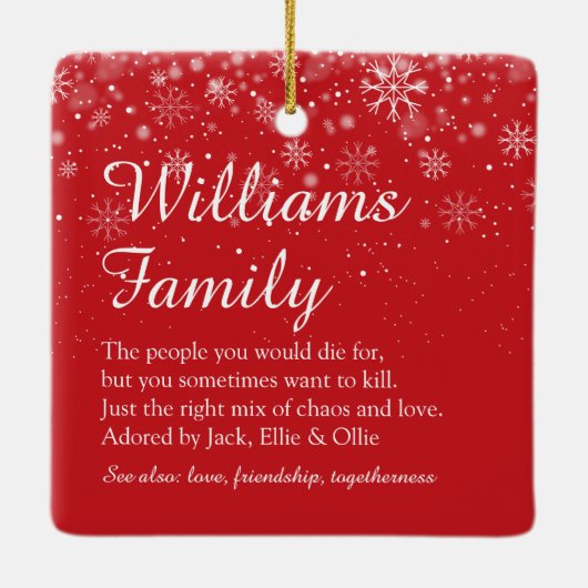 Prettig Kerstmis Familie Definitie Elegante Script Keramisch Ornament (Achterkant)