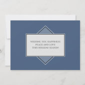 Prettig Kerstmis Familie Foto Elegant Modern Blauw Kaart (Achterkant)