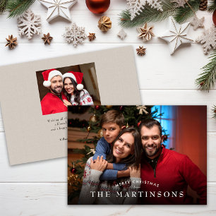 Prettig Kerstmis Familie Foto Elegante Kerstmis Feestdagenkaart