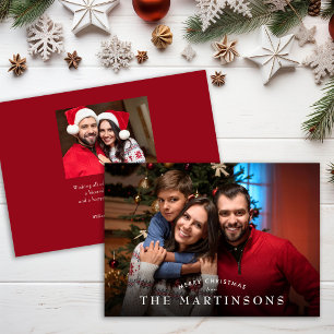 Prettig Kerstmis Familie Foto Elegante Kerstmis Feestdagenkaart