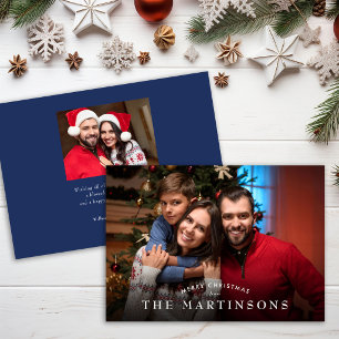 Prettig Kerstmis Familie Foto Elegante Kerstmis Feestdagenkaart