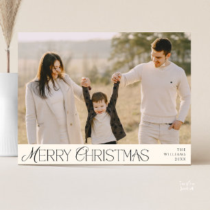 Prettig Kerstmis Familie Foto, Modern Eenvoudig Briefkaart