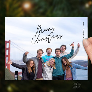 Prettig Kerstmis Familie Foto, Modern Minimaal Briefkaart