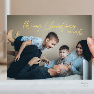 Prettig Kerstmis Familie Foto Modern Minimaal Briefkaart
