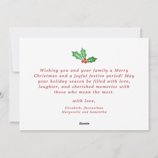 Prettig Kerstmis Familie Fotocollage Hulstbes Feestdagenkaart (Achterkant)