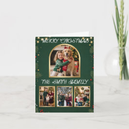 Prettig Kerstmis Familie Fotocollage Vouwbare kaar Feestdagen Kaart