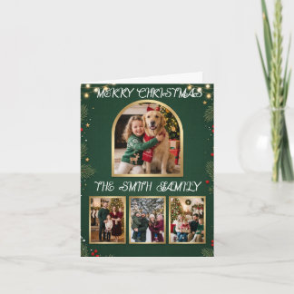 Prettig Kerstmis Familie Fotocollage Vouwbare kaar Feestdagen Kaart