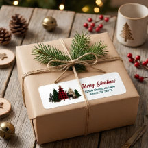 Prettig Kerstmis Familie Geruite Bomen Rendieren C