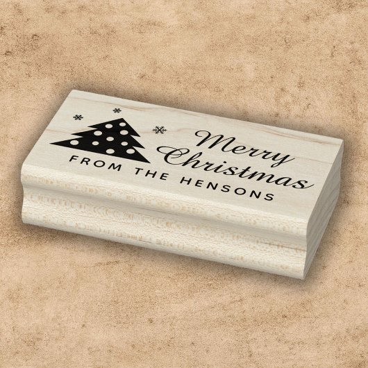 Prettig Kerstmis Familie Naam Script Vakantie Rubberstempel