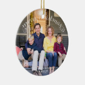 Prettig Kerstmis familiefoto Keramisch Ornament (Rechts)