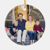Prettig Kerstmis familiefoto Keramisch Ornament (Voorkant)