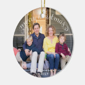 Prettig Kerstmis familiefoto Keramisch Ornament (Links)