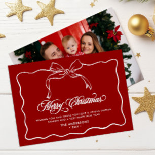 Prettig Kerstmis Familienaam & Foto Feestdagenkaart