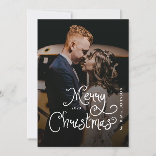 Prettig Kerstmis Fantasievol Schrift Aangepaste f Feestdagenkaart (Voorkant)