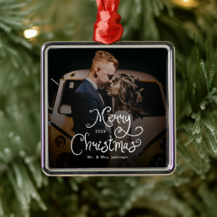 Prettig Kerstmis Fantasievol Schrift Aangepaste f Metalen Ornament