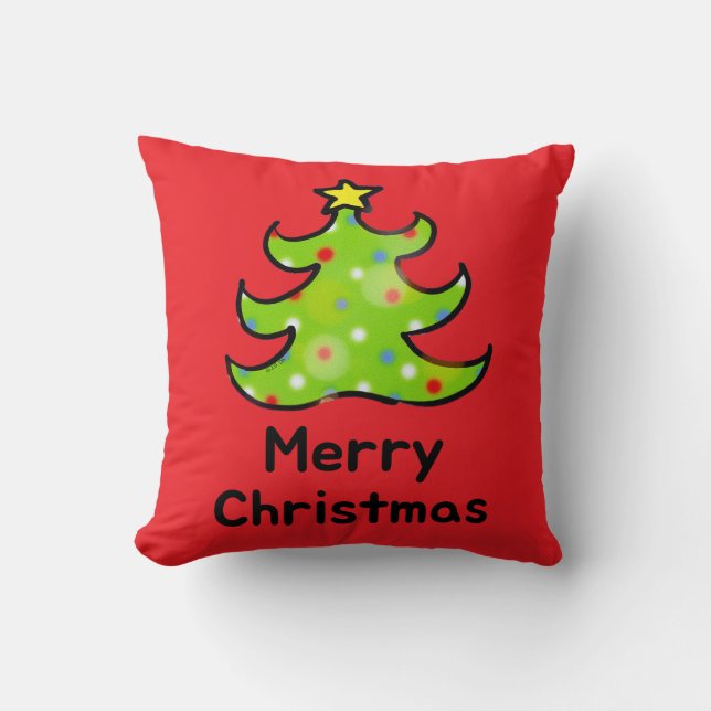 Prettig Kerstmis Fantasievolle Boom Ontwerp Kussen (Voorkant)