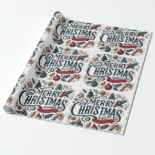 Prettig Kerstmis Feestelijk & Kleurrijk Cadeaupapier (Uitgerold)