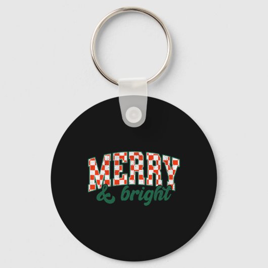 Prettig Kerstmis Fel Cute Kerstmis Geruit Vakantie Sleutelhanger (Voorkant)