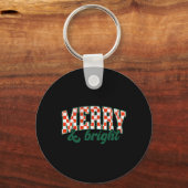 Prettig Kerstmis Fel Cute Kerstmis Geruit Vakantie Sleutelhanger (Voorkant)