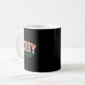 Prettig Kerstmis Fel Schattig Kerstmis Geruit Vaka Koffiemok (Voorkant links)