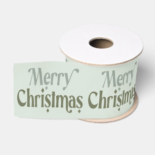 Prettig Kerstmis Festieve Groene Typografie Grosgrain Lint