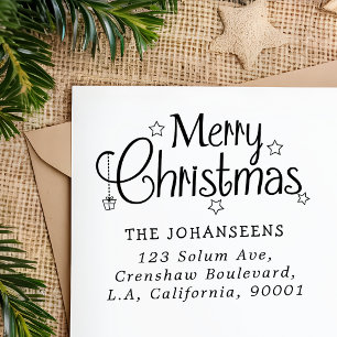 Prettig Kerstmis Festieve Typografie Retouradres Rubberstempel