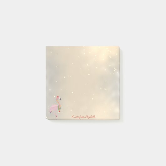 Prettig Kerstmis, Flamingo Kerstman Hoed -Persoonl Post-it® Notes (Voorkant)