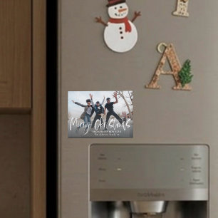 Prettig Kerstmis Foto & Calligrafie Vakantie Magneet