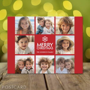 Prettig Kerstmis Foto Collage Rood Wit Feestdagenkaart