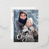 Prettig Kerstmis FOTOGroet Zilver Folie Feestdagen Briefkaart (Voorkant / Achterkant)