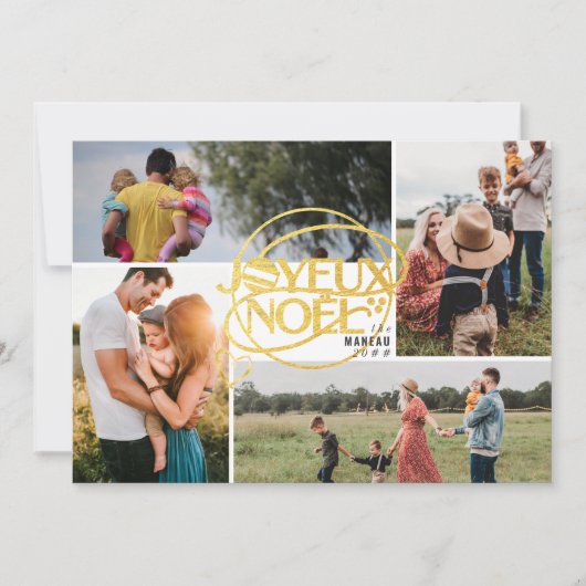 Prettig Kerstmis Franse Kerst Vier Foto Collage Feestdagenkaart (Voorkant)