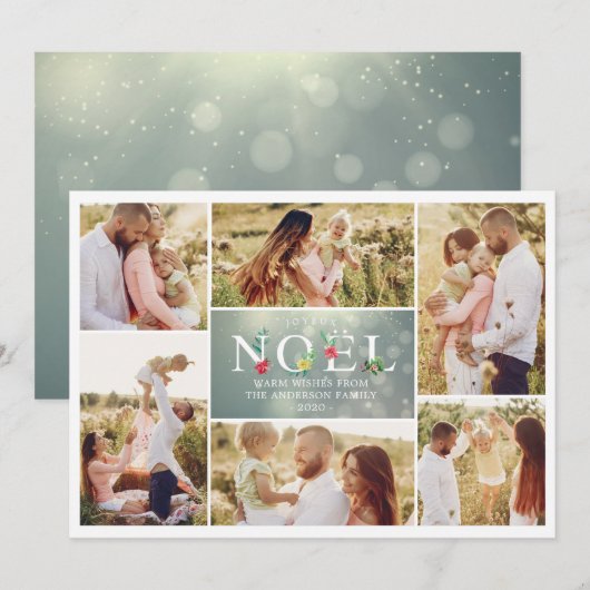 Prettig Kerstmis Franse moderne kerstfoto's collag Feestdagenkaart (Voorkant / Achterkant)