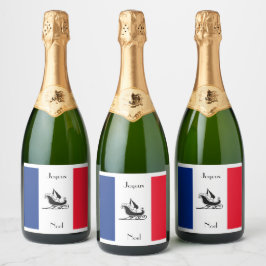 Prettig Kerstmis Franse Vlag Kerstmis Frankrijk Sparkling Wijnetiket