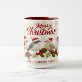 Prettig Kerstmis Geborduurde Vogels Naam Mok (Midden)