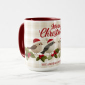 Prettig Kerstmis Geborduurde Vogels Naam Mok (Voorkant links)