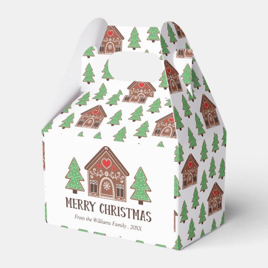 Prettig Kerstmis Gemberkoekhuis & Sparrenbomen Bedankdoosjes (Voorkant Zijde)